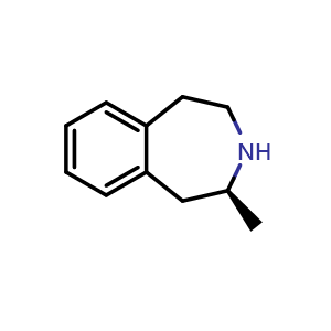 Chemical structure of (2S)-2-methyl-2,3,4,5-tetrahydro-1H-3-benzazepine , CAS 76209-98-8, AChemBlock S74196