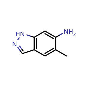 Chemical structure of 5-methyl-1H-indazol-6-amine , CAS 75844-28-9, AChemBlock S74208