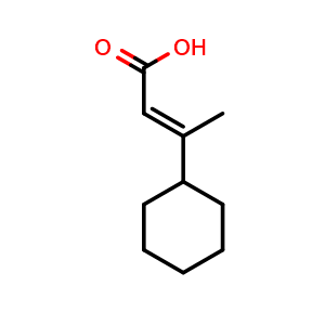 Chemical structure of 3-cyclohexylbut-2-enoic acid , CAS 74896-74-5, AChemBlock S74247