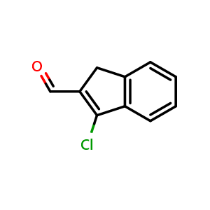 Chemical structure of 3-chloro-1H-indene-2-carbaldehyde , CAS 74812-71-8, AChemBlock S74252