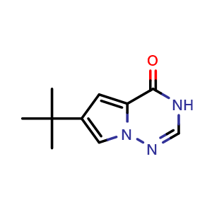 Chemical structure of 6-tert-butyl-3H,4H-pyrrolo[2,1-f][1,2,4]triazin-4-one , CAS 746671-37-4, AChemBlock S74257