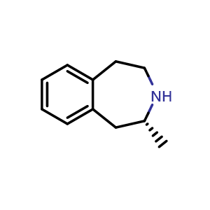 Chemical structure of (2R)-2-methyl-2,3,4,5-tetrahydro-1H-3-benzazepine , CAS 743374-52-9, AChemBlock S74271