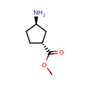 Chemical structure of trans-methyl 3-aminocyclopentane-1-carboxylate , CAS 733726-58-4, AChemBlock S74314