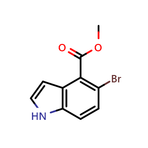 Chemical structure of methyl 5-bromo-1H-indole-4-carboxylate , CAS 731810-04-1, AChemBlock S74324