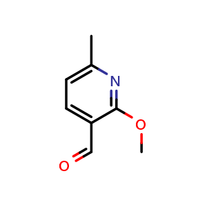 Chemical structure of 2-methoxy-6-methylpyridine-3-carbaldehyde , CAS 72918-04-8, AChemBlock S74349