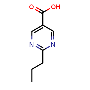 Chemical structure of 2-propylpyrimidine-5-carboxylic acid , CAS 72790-17-1, AChemBlock S74355