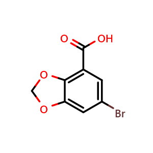 Chemical structure of 6-bromo-1,3-benzodioxole-4-carboxylic acid , CAS 72744-57-1, AChemBlock S74359