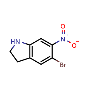 Chemical structure of 5-bromo-6-nitro-indoline , CAS 72159-65-0, AChemBlock S74388