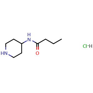 Chemical structure of N-(Piperidin-4-yl)butanamide hydrochloride , CAS 71879-44-2, AChemBlock S74393