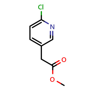 Chemical structure of Methyl 2-(6-chloropyridin-3-yl)acetate , CAS 717106-69-9, AChemBlock S74401