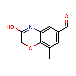 Chemical structure of 3-hydroxy-8-methyl-2H-1,4-benzoxazine-6-carbaldehyde , CAS 711022-06-9, AChemBlock S74424