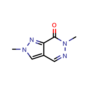 Chemical structure of 2,6-dimethyl-2H,6H,7H-pyrazolo[3,4-d]pyridazin-7-one , CAS 69792-74-1, AChemBlock S74467