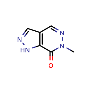 Chemical structure of 6-methyl-1H,6H,7H-pyrazolo[3,4-d]pyridazin-7-one , CAS 69792-72-9, AChemBlock S74468