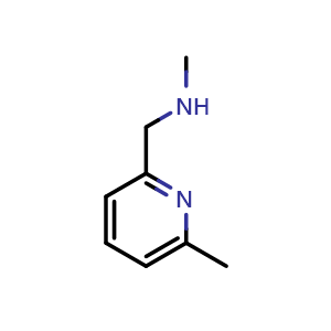 Chemical structure of methyl[(6-methylpyridin-2-yl)methyl]amine , CAS 6971-57-9, AChemBlock S74472