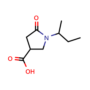 Chemical structure of 1-(butan-2-yl)-5-oxopyrrolidine-3-carboxylic acid , CAS 696647-92-4, AChemBlock S74474