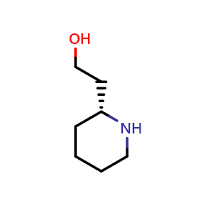 Chemical structure of 2-[(2R)-piperidin-2-yl]ethan-1-ol , CAS 68419-38-5, AChemBlock S74533