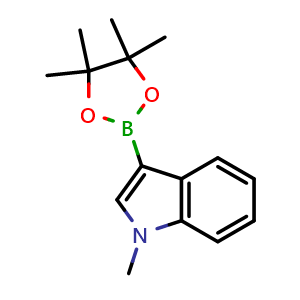 Chemical structure of 1-methyl-3-(tetramethyl-1,3,2-dioxaborolan-2-yl)-1H-indole , CAS 683229-61-0, AChemBlock S74538