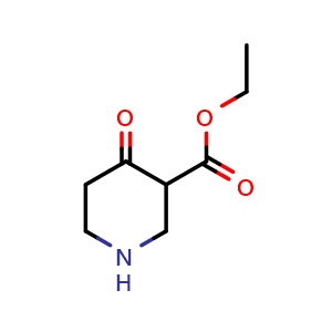 Chemical structure of ethyl 4-oxopiperidine-3-carboxylate , CAS 67848-59-3, AChemBlock S74555