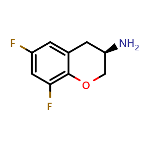 Chemical structure of (3R)-6,8-difluoro-3,4-dihydro-2H-1-benzopyran-3-amine , CAS 677773-54-5, AChemBlock S74558