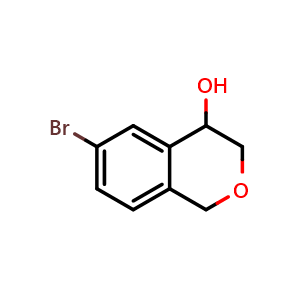 Chemical structure of 6-bromo-3,4-dihydro-1H-2-benzopyran-4-ol , CAS 676134-70-6, AChemBlock S74568