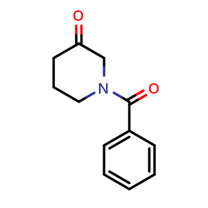 Chemical structure of 1-benzoylpiperidin-3-one , CAS 67452-85-1, AChemBlock S74575