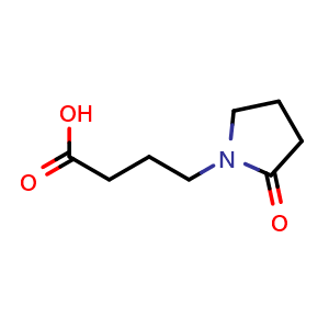 Chemical structure of 4-(2-oxopyrrolidin-1-yl)butanoic acid , CAS 6739-80-6, AChemBlock S74576