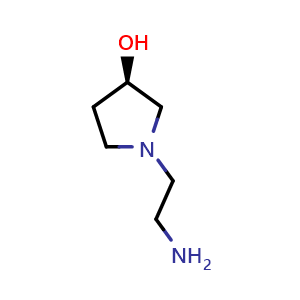 Chemical structure of (3R)-1-(2-aminoethyl)pyrrolidin-3-ol , CAS 672325-36-9, AChemBlock S74586