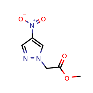 Chemical structure of methyl 2-(4-nitropyrazol-1-yl)acetate , CAS 6715-84-0, AChemBlock S74587