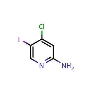 Chemical structure of 4-chloro-5-iodopyridin-2-amine , CAS 670253-37-9, AChemBlock S74593