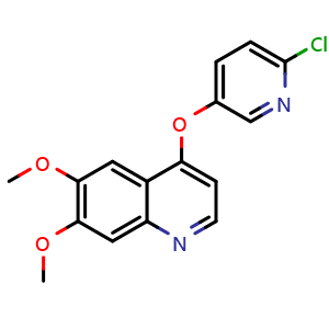 Chemical structure of 4-[(6-chloro-3-pyridyl)oxy]-6,7-dimethoxy-quinoline , CAS 666731-22-2, AChemBlock S74601