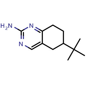 Chemical structure of 6-tert-butyl-5,6,7,8-tetrahydroquinazolin-2-amine , CAS 66521-78-6, AChemBlock S74605