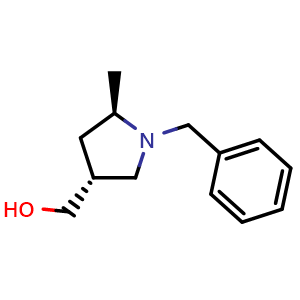 Chemical structure of [trans-1-benzyl-5-methylpyrrolidin-3-yl]methanol , CAS 664364-59-4, AChemBlock S74607