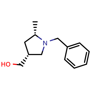 Chemical structure of [cis-1-benzyl-5-methylpyrrolidin-3-yl]methanol , CAS 664364-58-3, AChemBlock S74608