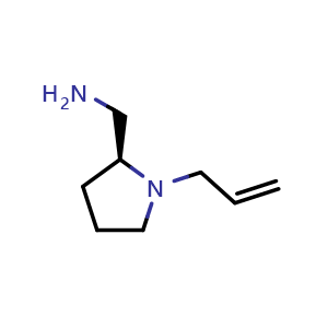 Chemical structure of [(2S)-1-(prop-2-en-1-yl)pyrrolidin-2-yl]methanamine , CAS 66411-51-6, AChemBlock S74612