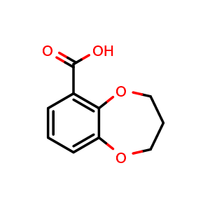 Chemical structure of 3,4-dihydro-2H-1,5-benzodioxepine-6-carboxylic acid , CAS 66410-67-1, AChemBlock S74613