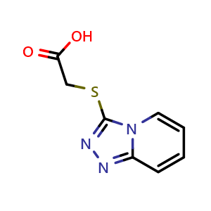 Chemical structure of 2-{[1,2,4]triazolo[4,3-a]pyridin-3-ylsulfanyl}acetic acid , CAS 66234-67-1, AChemBlock S74618