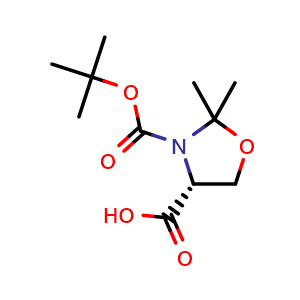 Chemical structure of (4R)-3-[(tert-butoxy)carbonyl]-2,2-dimethyl-1,3-oxazolidine-4-carboxylic acid , CAS 660852-86-8, AChemBlock S74627