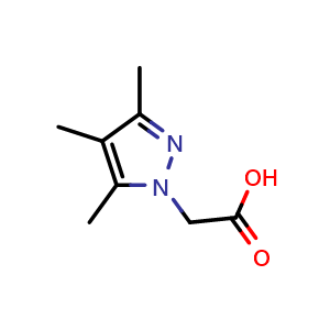 Chemical structure of 2-(3,4,5-trimethyl-1H-pyrazol-1-yl)acetic acid , CAS 66053-93-8, AChemBlock S74629