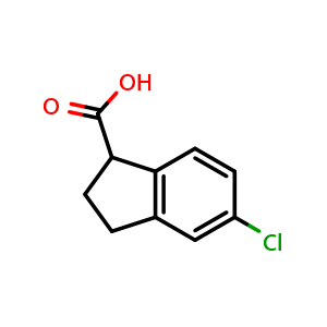 Chemical structure of 5-chloro-2,3-dihydro-1H-indene-1-carboxylic acid , CAS 66041-26-7, AChemBlock S74631