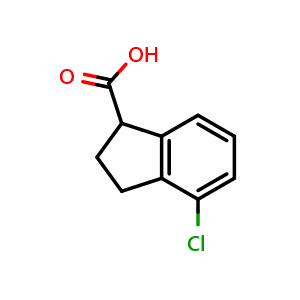 Chemical structure of 4-chloro-2,3-dihydro-1H-indene-1-carboxylic acid , CAS 66041-25-6, AChemBlock S74632