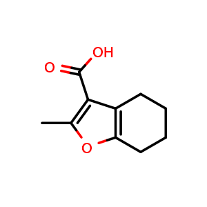 Chemical structure of 2-methyl-4,5,6,7-tetrahydro-1-benzofuran-3-carboxylic acid , CAS 65384-02-3, AChemBlock S74651