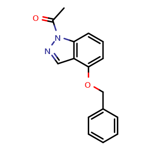 Chemical structure of 1-(4-benzyloxyindazol-1-yl)ethanone , CAS 65361-84-4, AChemBlock S74652