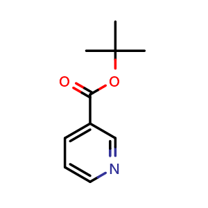 Chemical structure of tert-butyl pyridine-3-carboxylate , CAS 65321-36-0, AChemBlock S74659