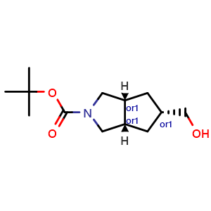 Chemical structure of tert-butyl endo-5-(hydroxymethyl)-octahydrocyclopenta[c]pyrrole-2-carboxylate , CAS 650578-12-4, AChemBlock S74664