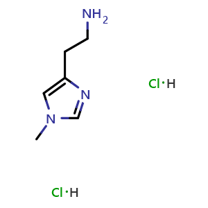 Chemical structure of 2-(1-methylimidazol-4-yl)ethanamine dihydrochloride , CAS 6481-48-7, AChemBlock S74675
