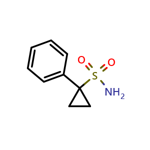 Chemical structure of 1-phenylcyclopropane-1-sulfonamide , CAS 646051-96-9, AChemBlock S74679