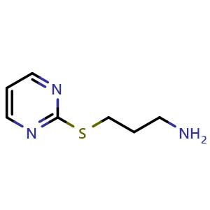 Chemical structure of 3-(pyrimidin-2-ylsulfanyl)propan-1-amine , CAS 64380-81-0, AChemBlock S74681