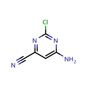 Chemical structure of 6-amino-2-chloro-pyrimidine-4-carbonitrile , CAS 64376-18-7, AChemBlock S74682