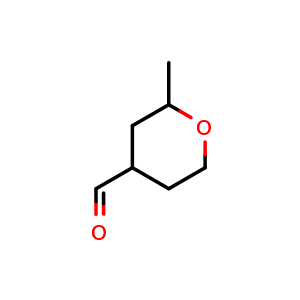 Chemical structure of 2-methyloxane-4-carbaldehyde , CAS 64322-13-0, AChemBlock S74685