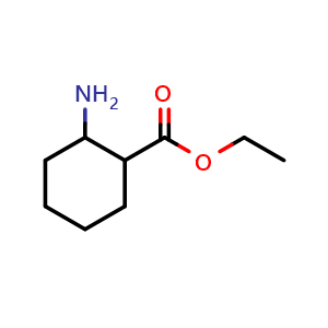 Chemical structure of ethyl 2-aminocyclohexane-1-carboxylate , CAS 64162-07-8, AChemBlock S74696